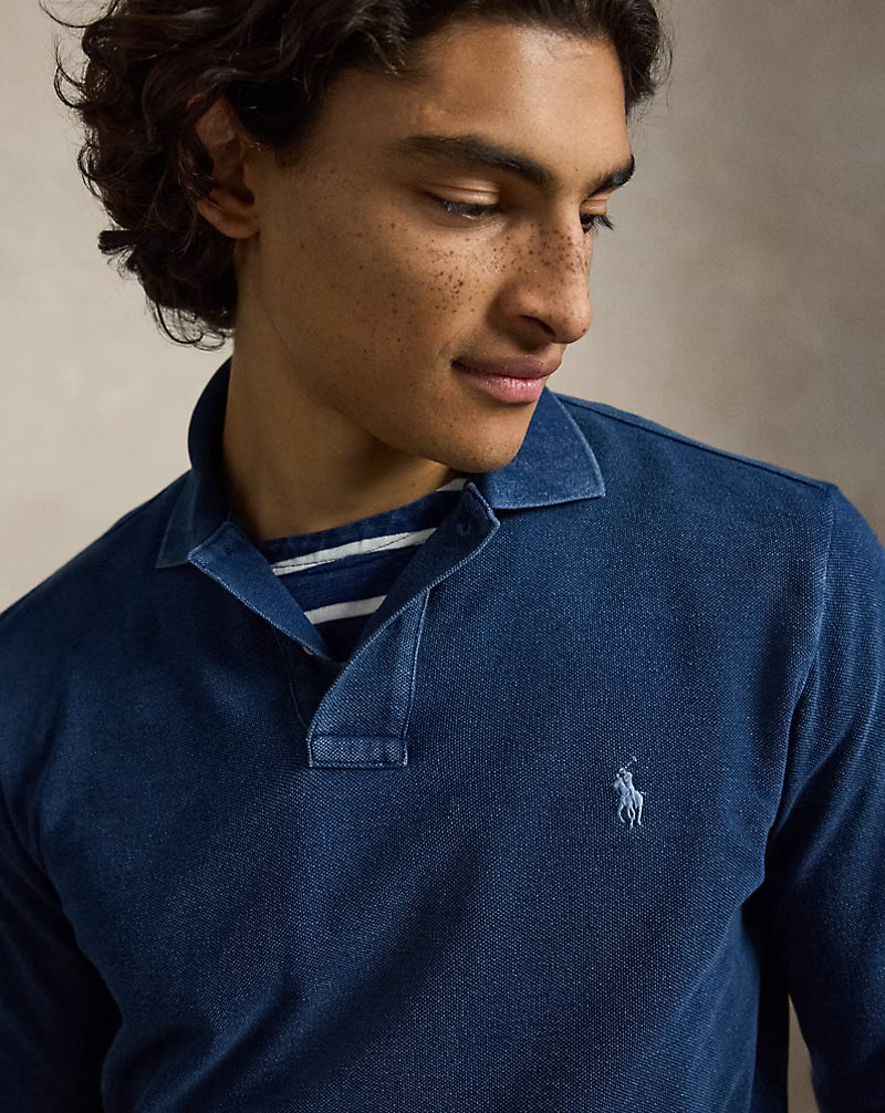 Custom Slim Fit Indigo Mesh Polo Shirt