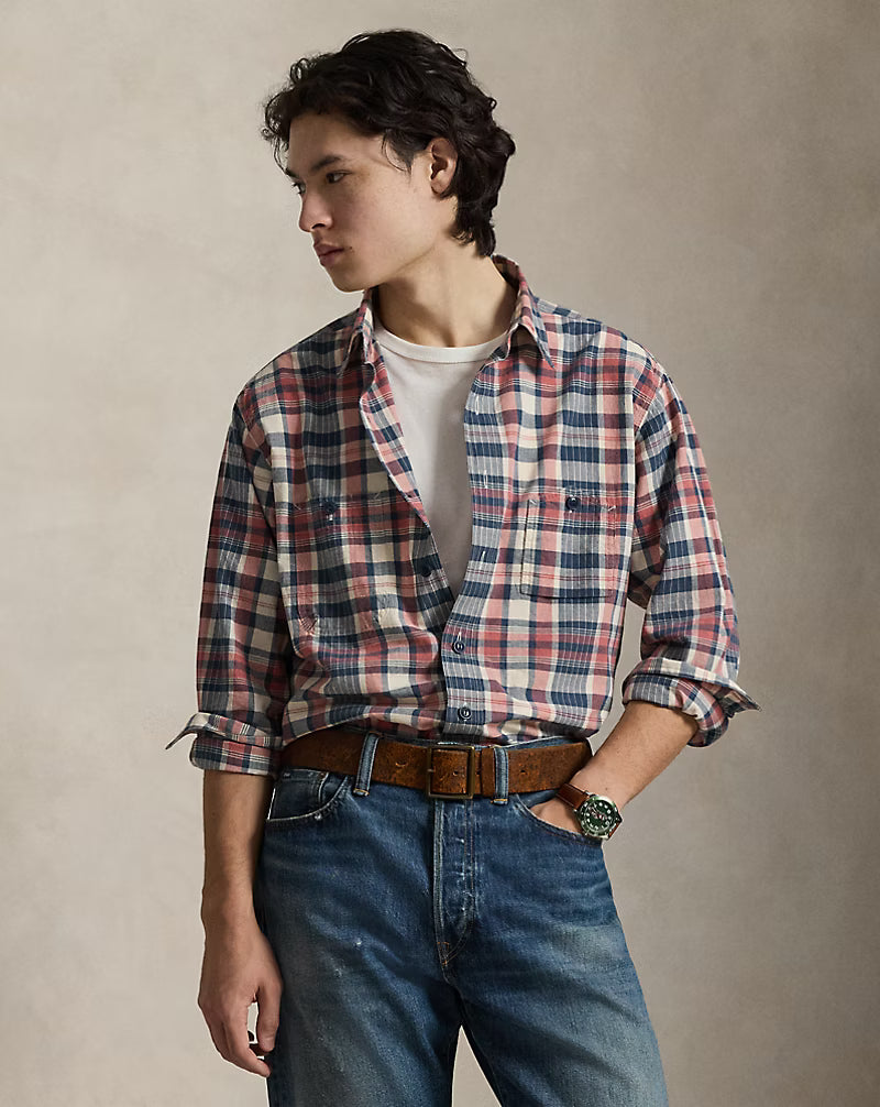 Classic Fit Repaired Madras Workshirt