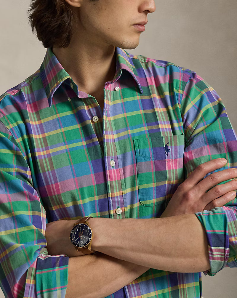 Classic Fit Plaid Chino Shirt