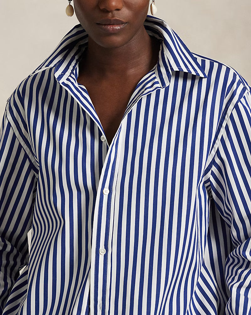 Oversize Fit Striped Cotton Shirt