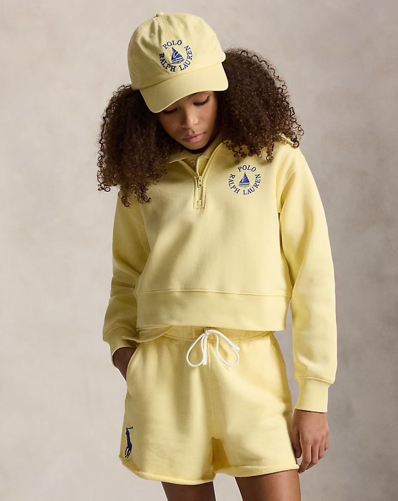 Double-Knit Collared Boxy Sweatshirt