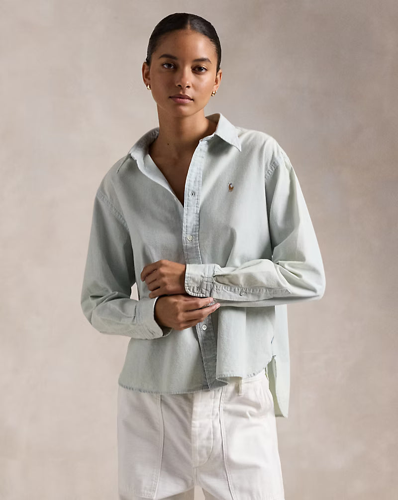 Cropped Boxy Chambray Shirt