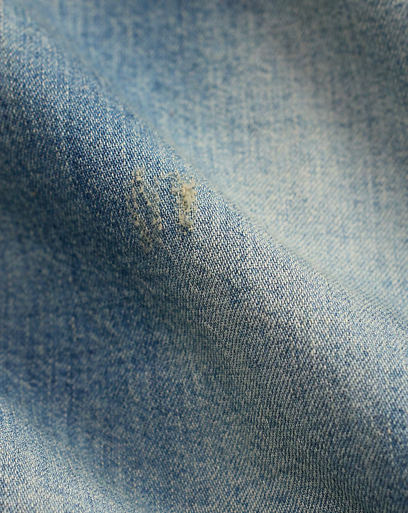 Slim Fit Repaired Denim Western Shirt