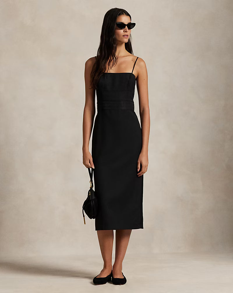 Silk-Trim Wool Cocktail Dress