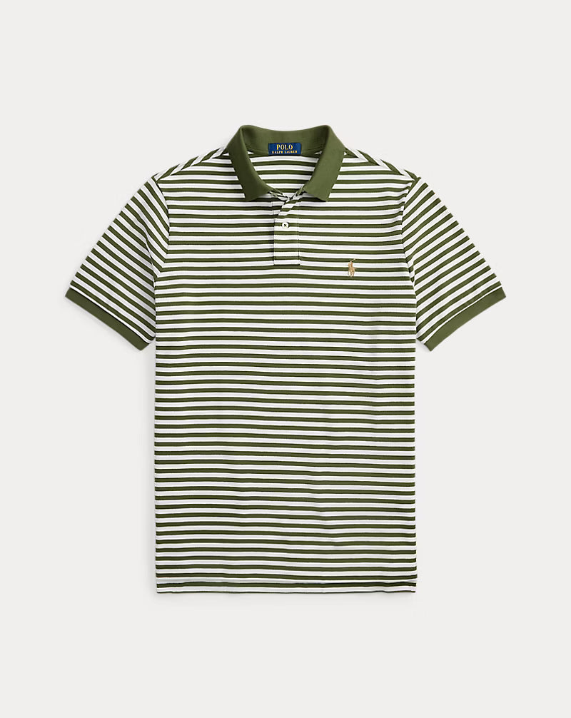 Classic Fit Striped Mesh Polo Shirt