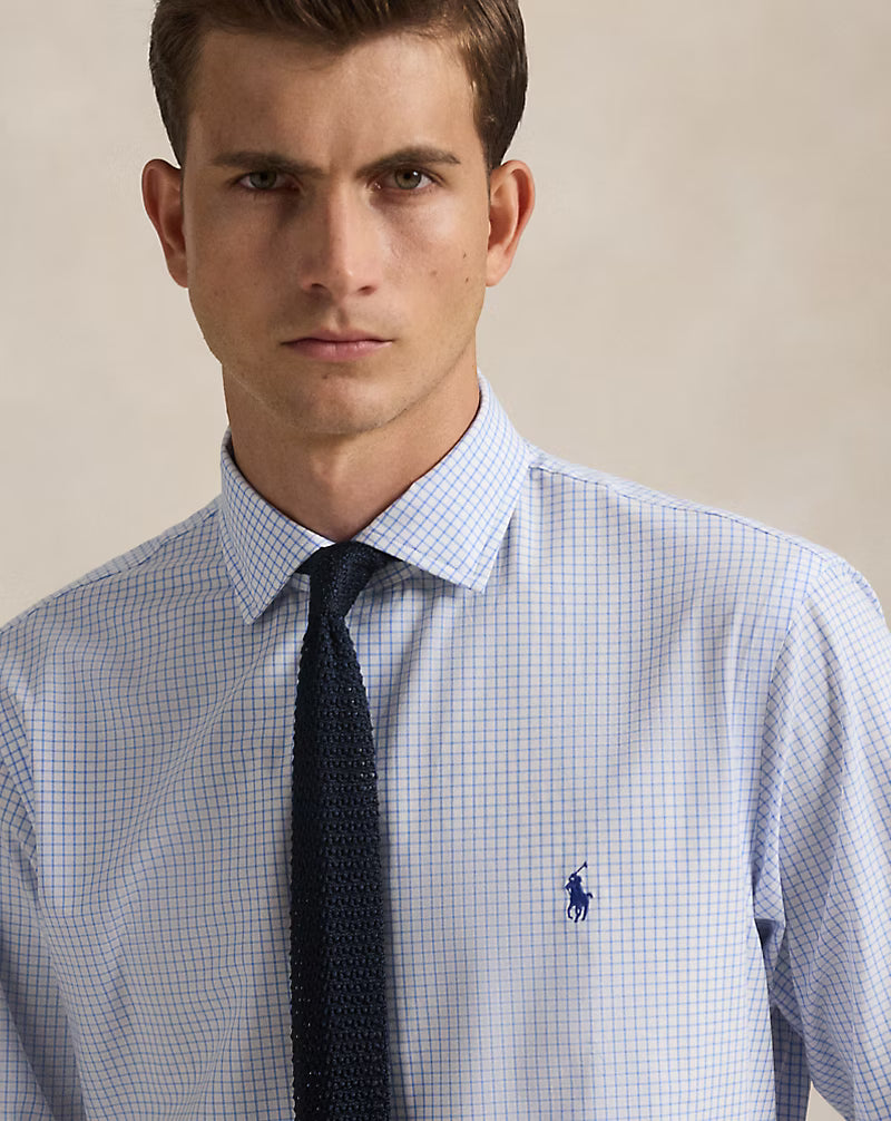 Classic Fit Plaid Stretch Poplin Shirt