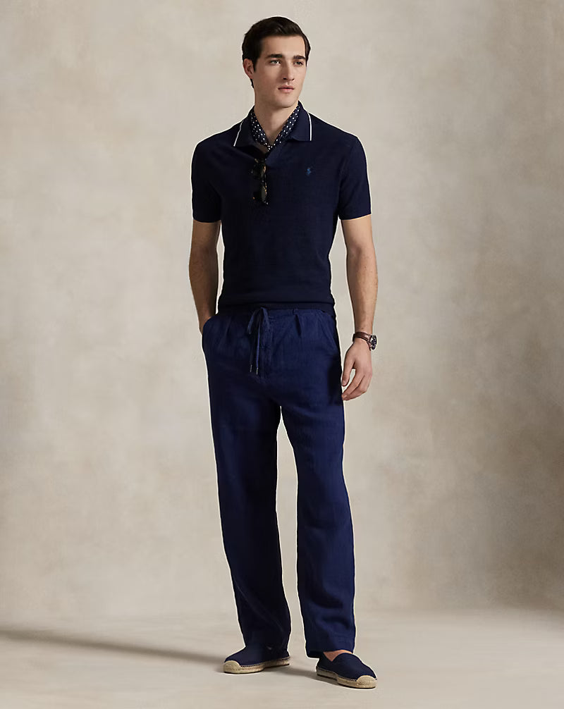 Lateef Relaxed Fit Pleated Linen Pant