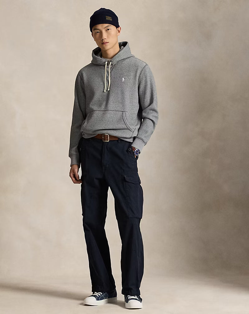 Waffle-Knit Fleece Hoodie