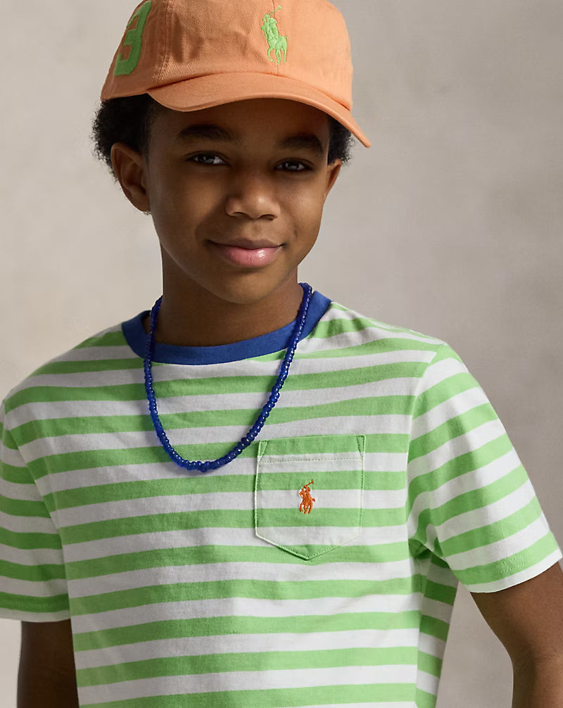 Striped Cotton Jersey Pocket Tee