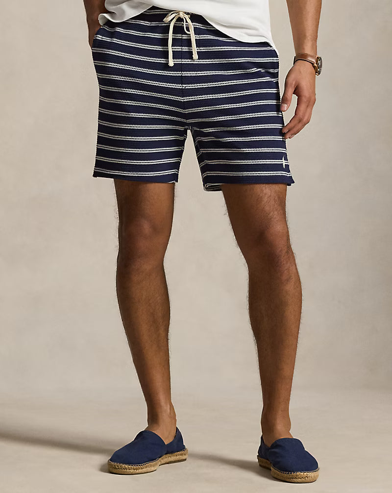 6-Inch Striped Pointelle-Ribbed Short