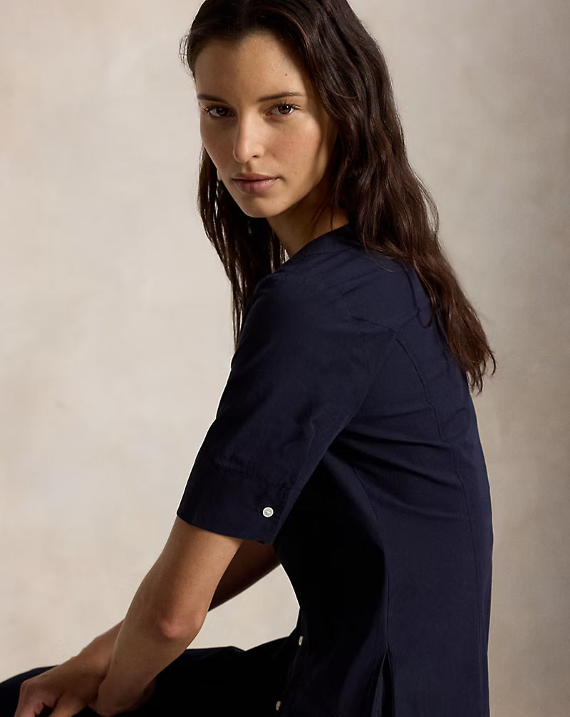 Cotton Canvas Scoopneck Dress