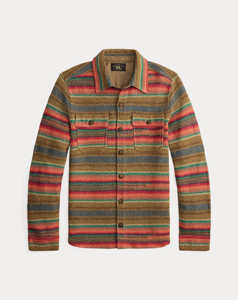 Striped Linen-Silk Workshirt Sweater