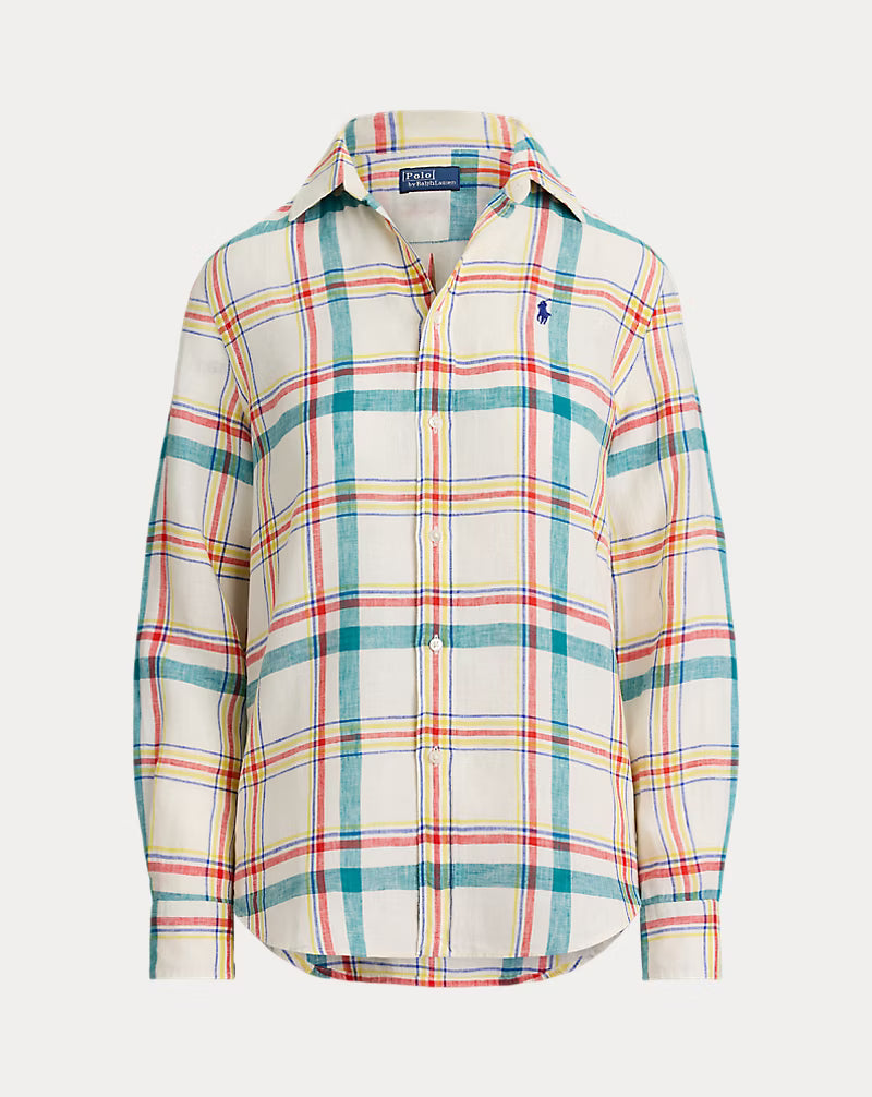 Classic Fit Plaid Linen Shirt