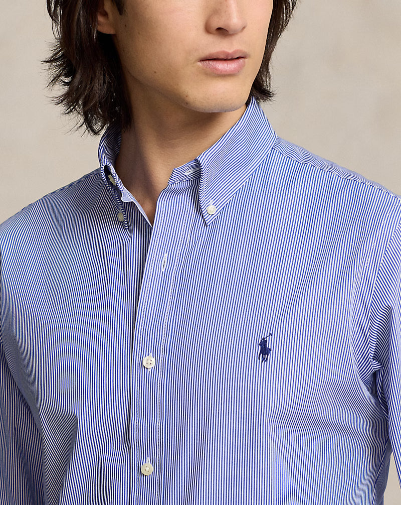 Slim Fit Striped Stretch Poplin Shirt