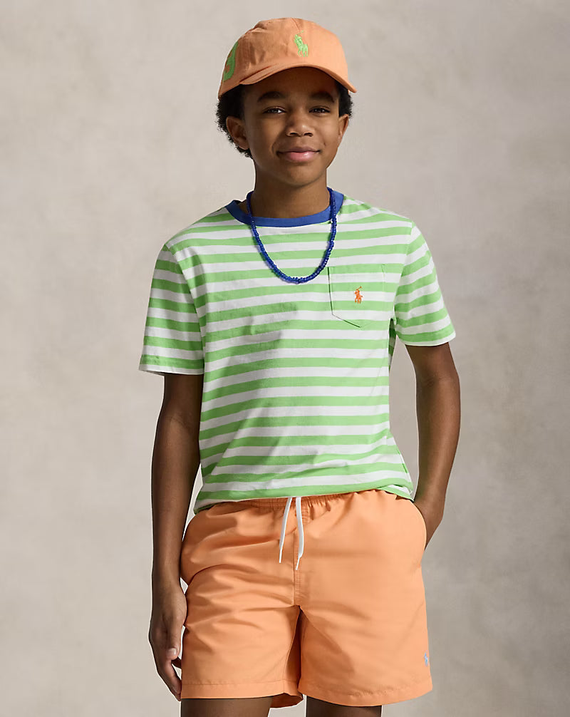 Striped Cotton Jersey Pocket Tee