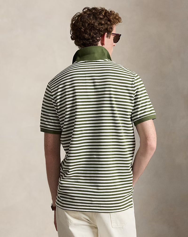 Classic Fit Striped Mesh Polo Shirt
