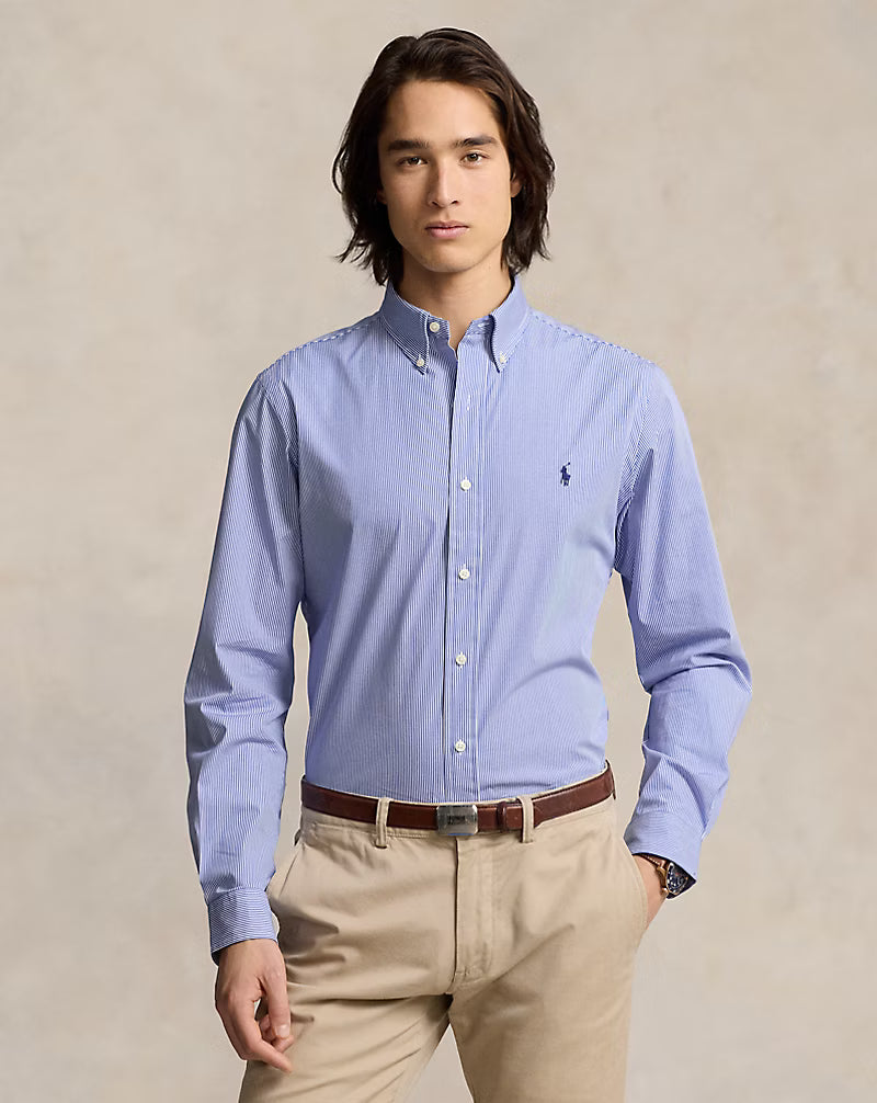 Slim Fit Striped Stretch Poplin Shirt
