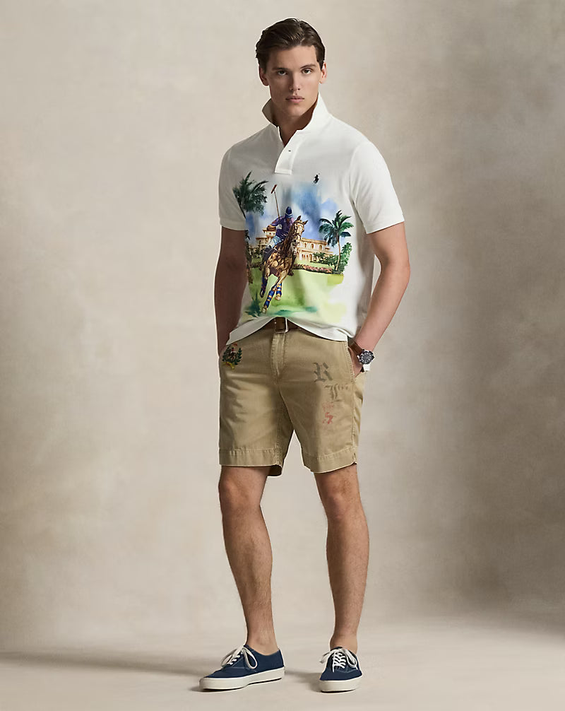 Classic Fit Mesh Graphic Polo Shirt