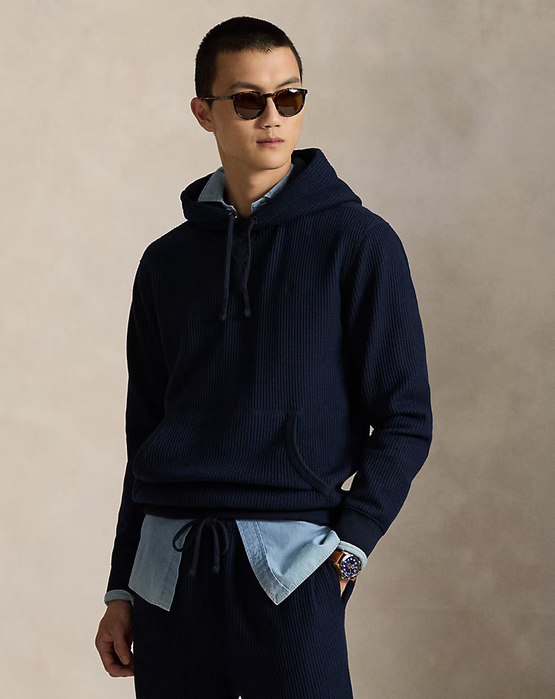 Waffle-Knit Fleece Hoodie