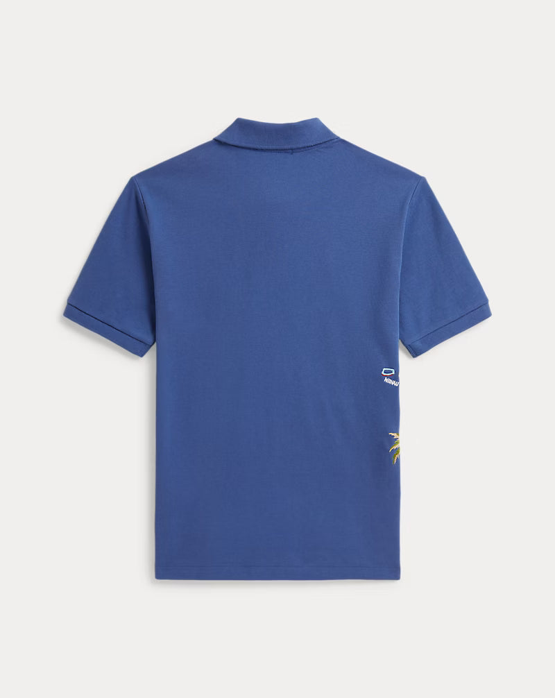 Embroidered Cotton Mesh Polo Shirt