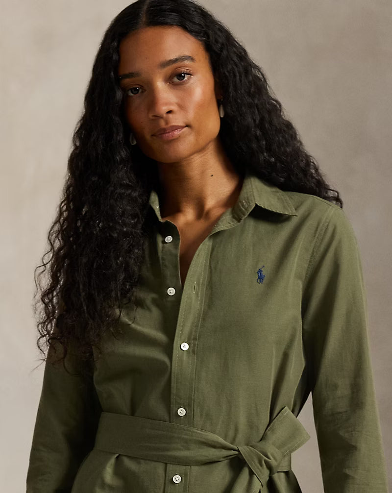 Cotton-Linen Belted Shirtdress