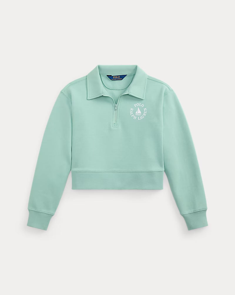Double-Knit Collared Boxy Sweatshirt