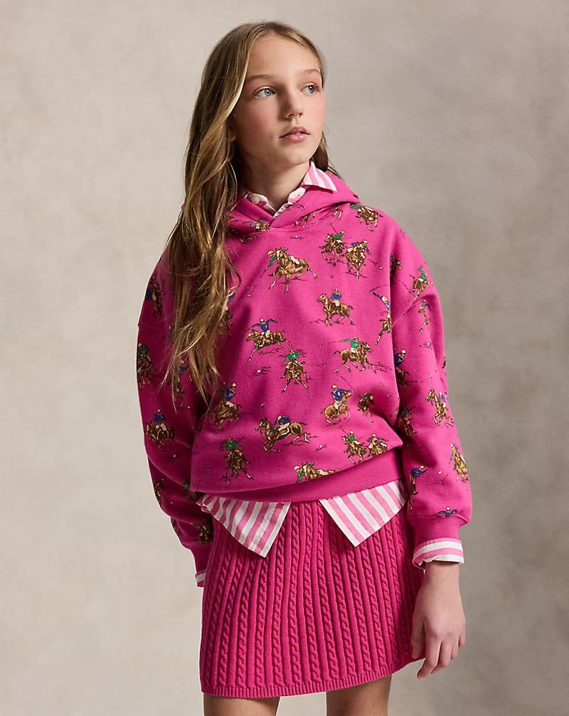 Equestrian-Print Fleece Hoodie