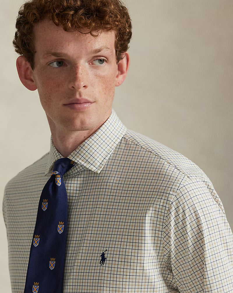 Classic Fit Plaid Stretch Poplin Shirt
