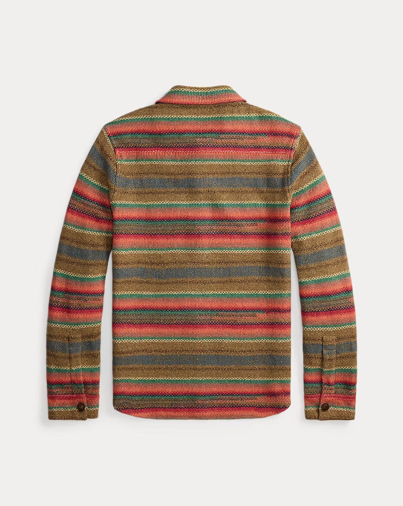 Striped Linen-Silk Workshirt Sweater