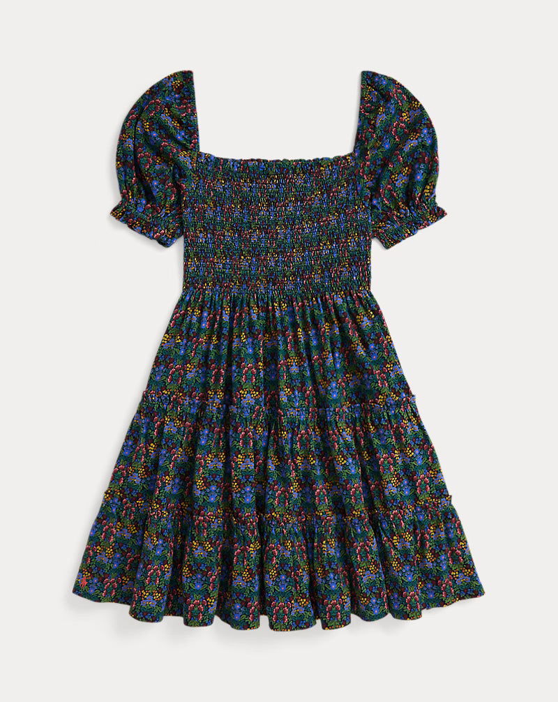 Floral Smocked Cotton Jersey Dress