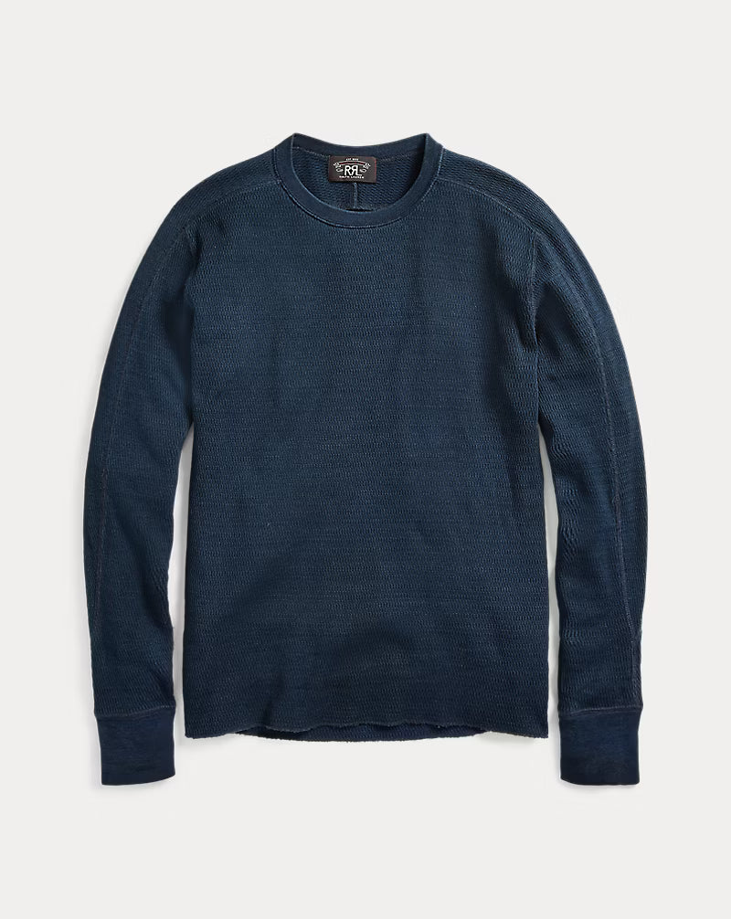 Indigo Jacquard-Knit Crewneck