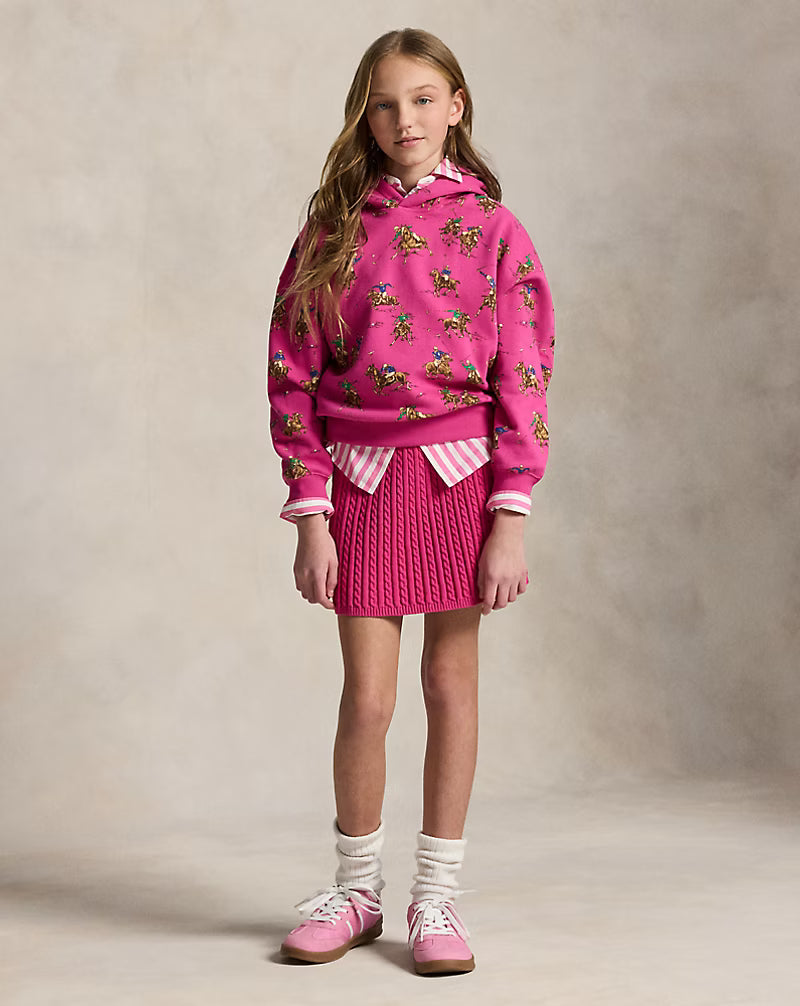 Equestrian-Print Fleece Hoodie