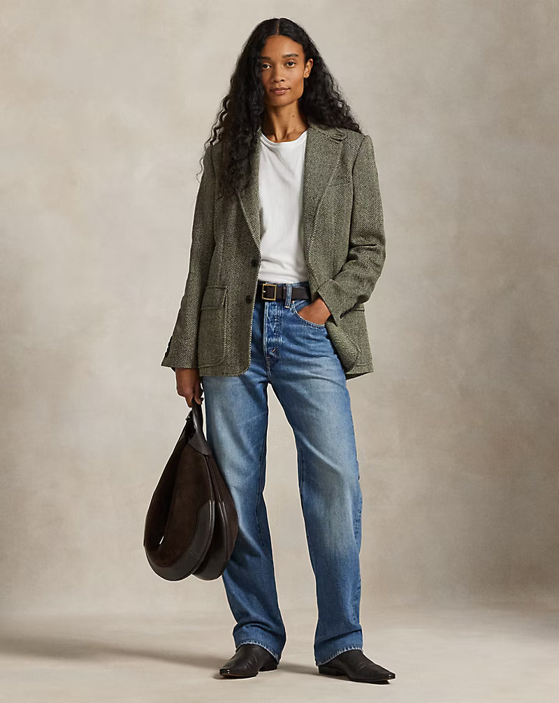 Single-Breasted Herringbone Blazer