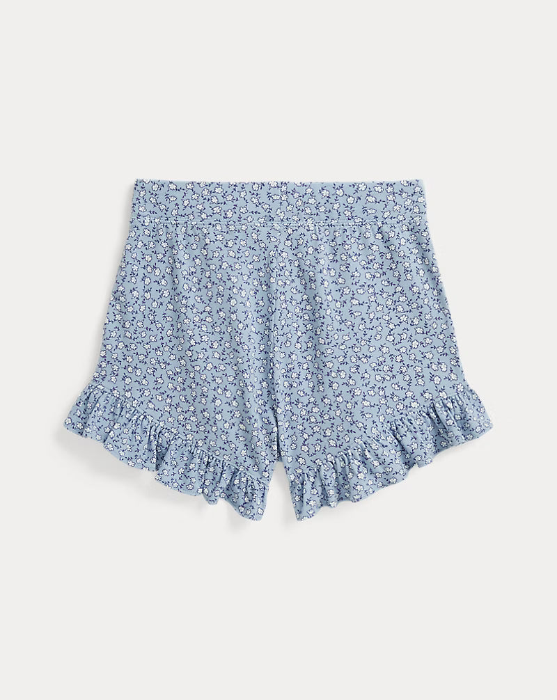 Floral Ruffled Stretch Mesh Short
