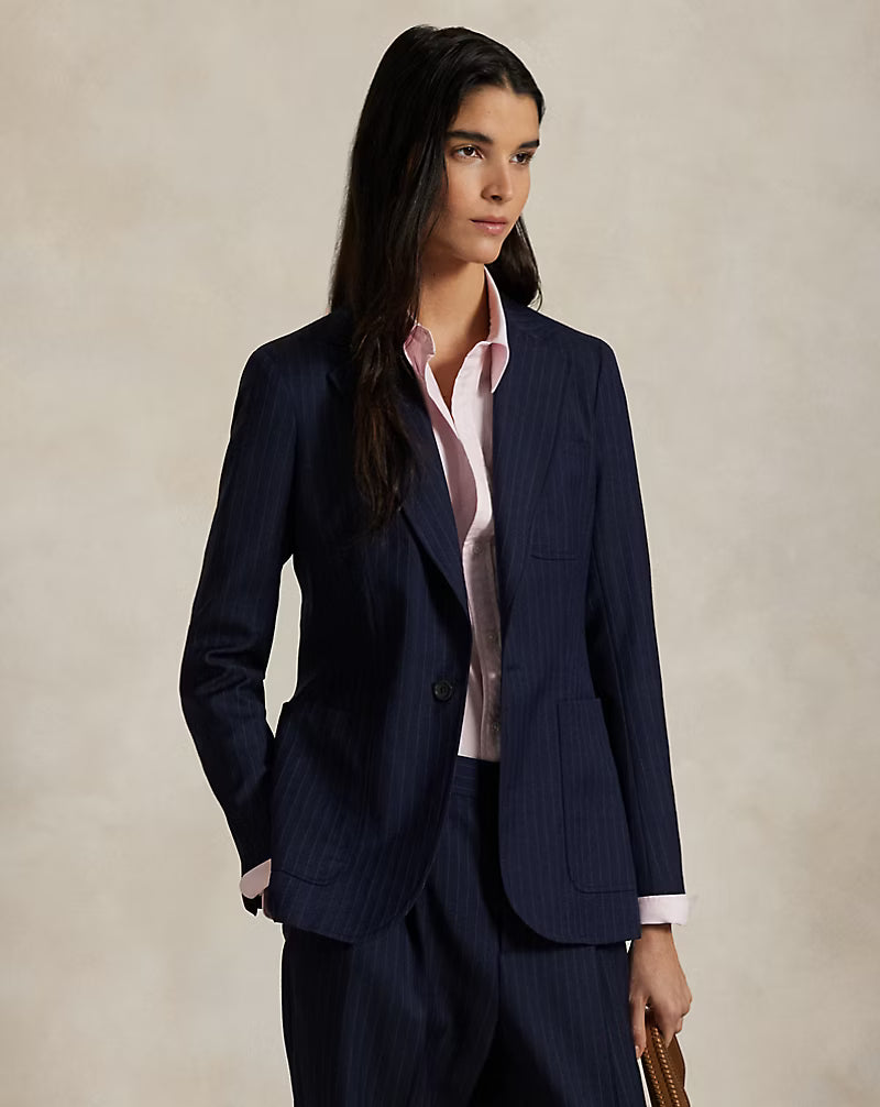 Single-Breasted Pinstripe Blazer