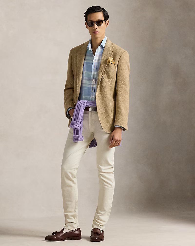 Classic Fit Plaid Slub Linen Shirt