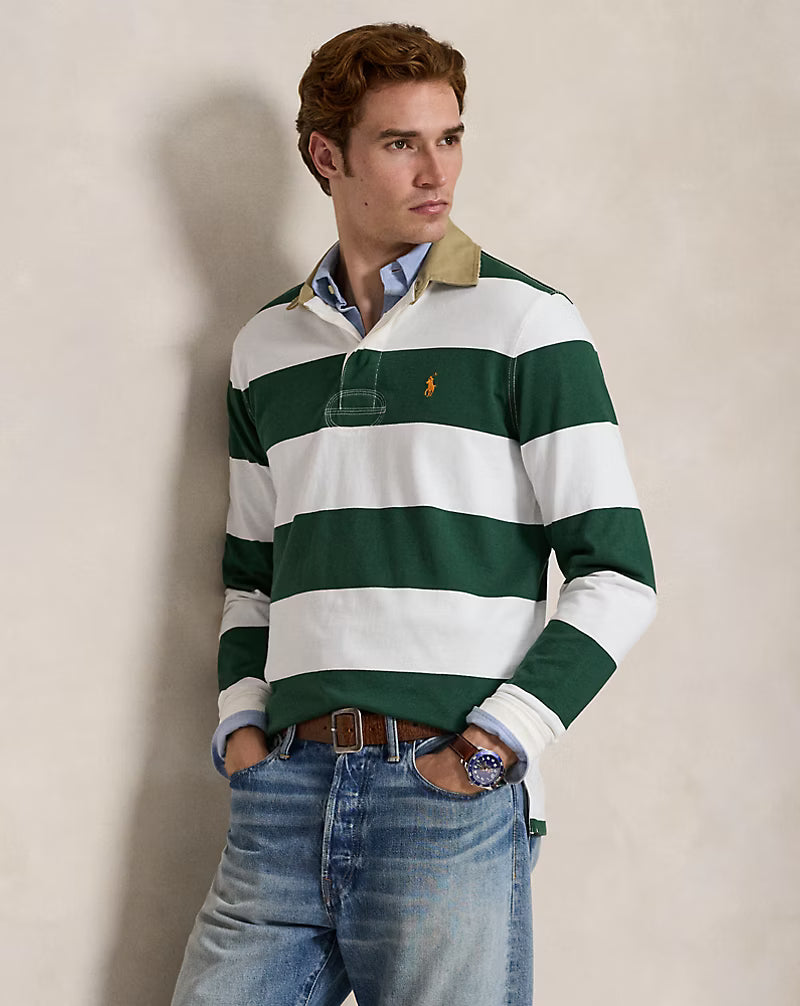 Classic Fit Khaki-Collar Rugby Shirt