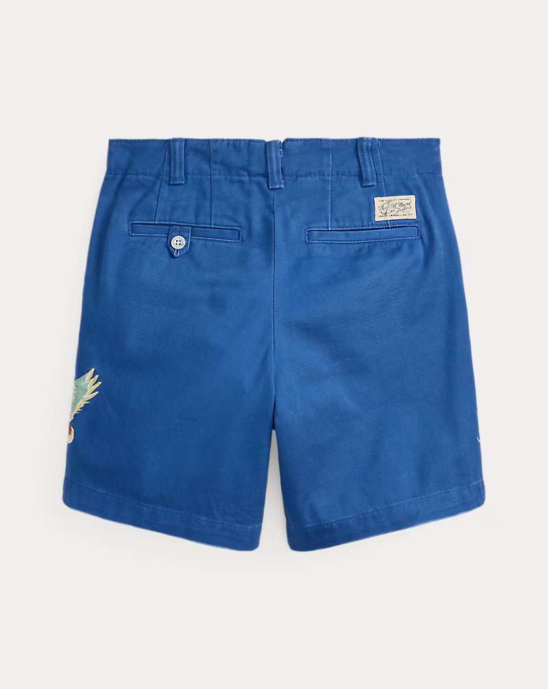 Embroidered Cotton Twill Short