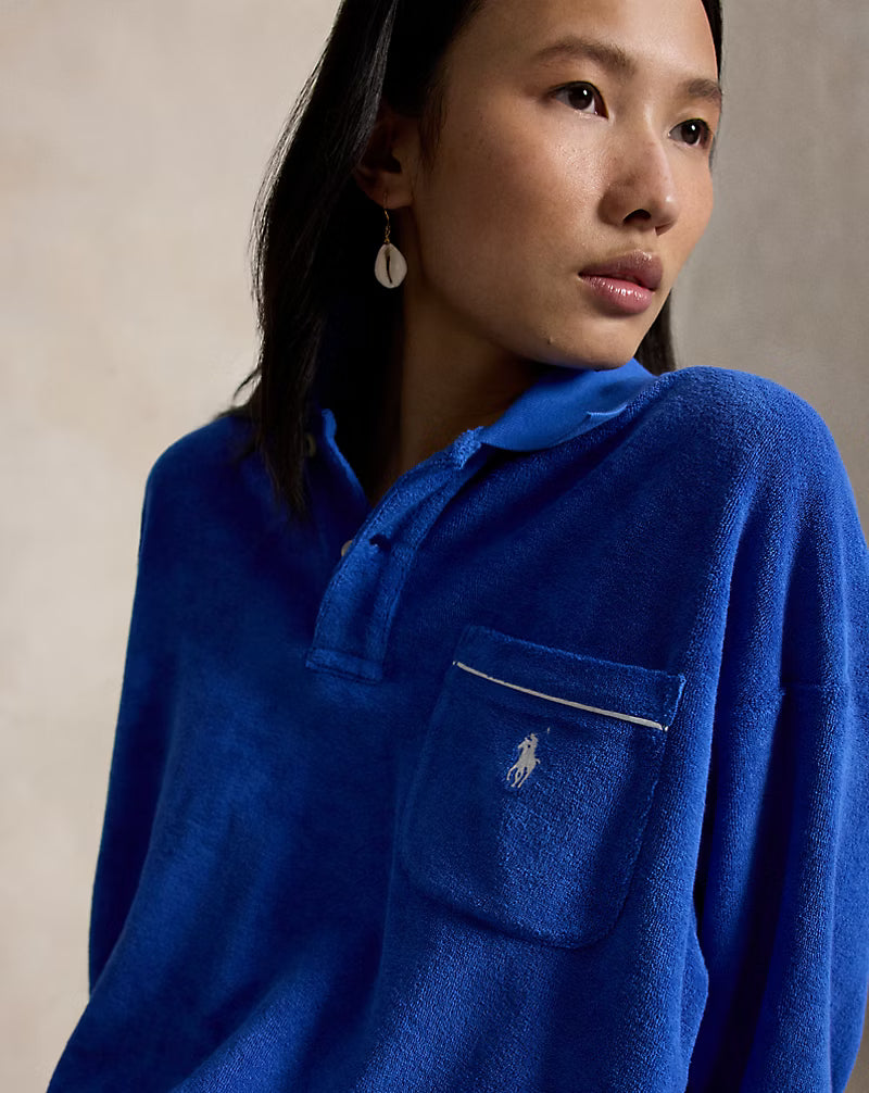 Terry Long-Sleeve Polo Shirt