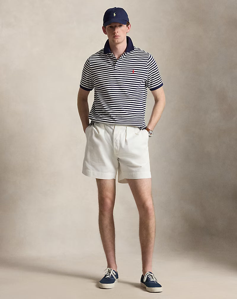 Classic Fit Striped Mesh Polo Shirt