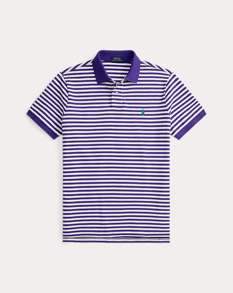 Classic Fit Striped Mesh Polo Shirt