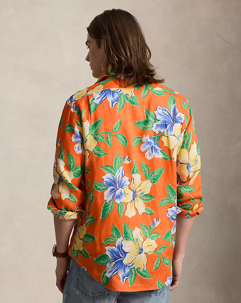 Classic Fit Tropical Floral Linen Shirt