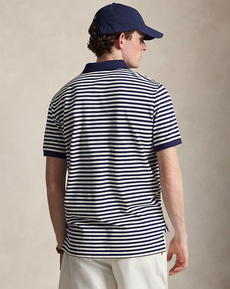 Classic Fit Striped Mesh Polo Shirt