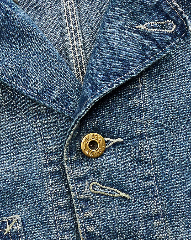 Corduroy-Collar Indigo Denim Jacket