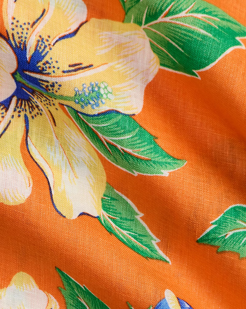 Classic Fit Tropical Floral Linen Shirt