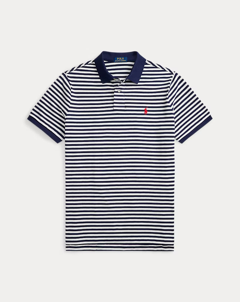 Classic Fit Striped Mesh Polo Shirt
