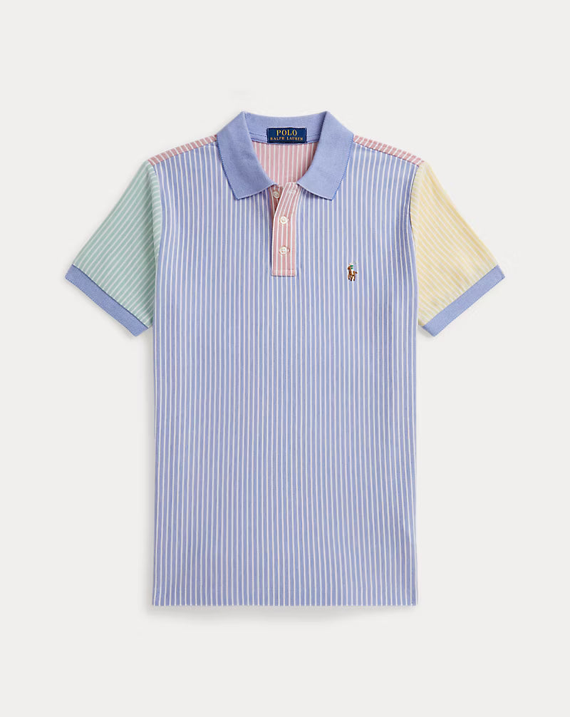 Striped Oxford Mesh Polo Shirt