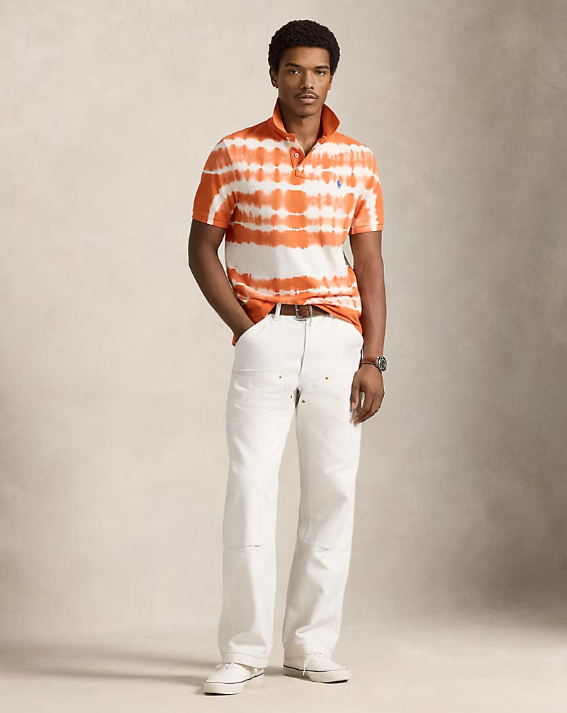 Classic Fit Tie-Dye Mesh Polo Shirt