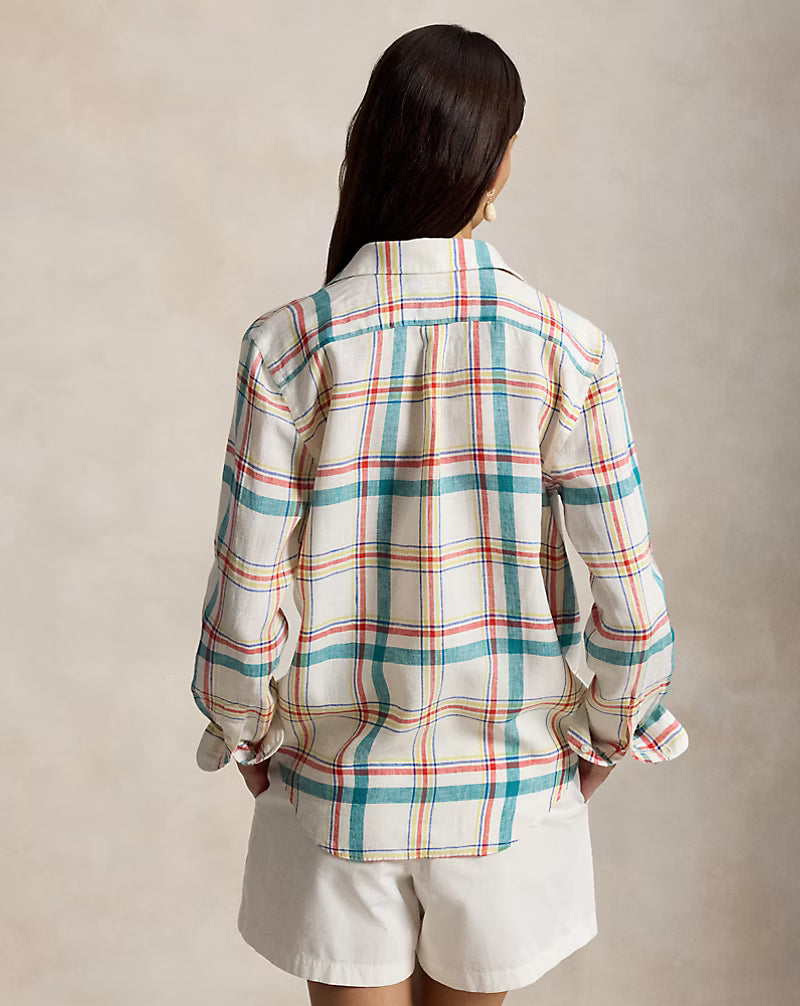 Classic Fit Plaid Linen Shirt