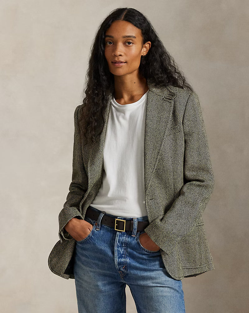 Single-Breasted Herringbone Blazer